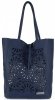 Kožené kabelka shopper bag Vittoria Gotti tmavě modrá V577